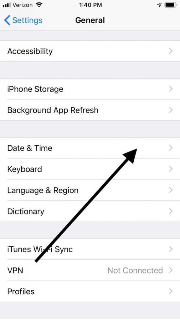 Fecha y hora del iPhone