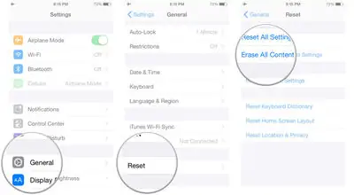 Borrar todo el contenido y la configuración 