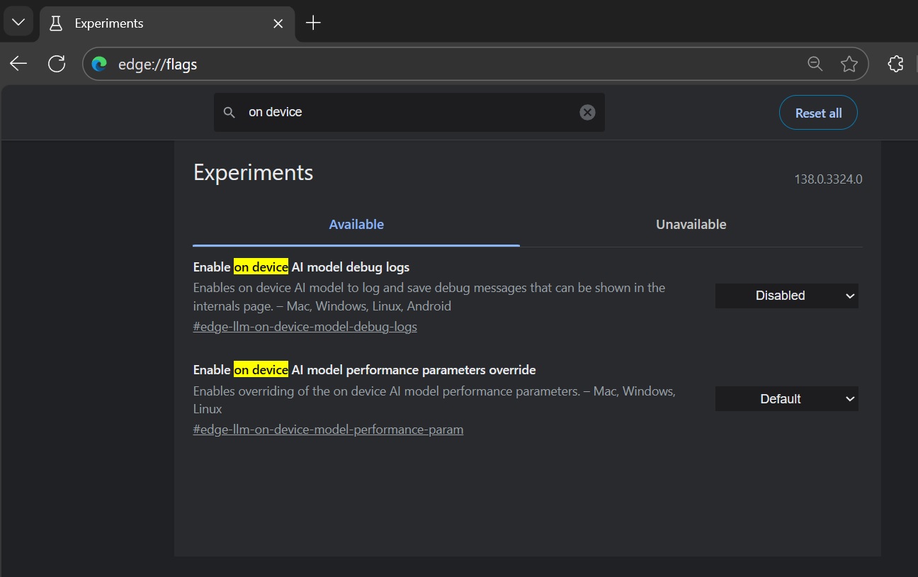 En el dispositivo ai en Microsoft Edge