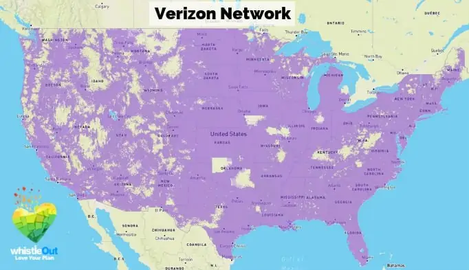 Mapa de cobertura de Verizon