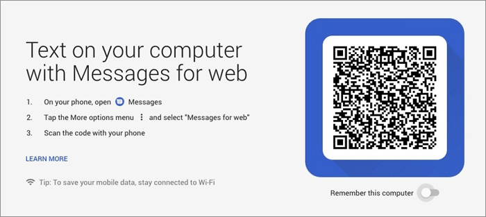 Imprima mensajes de texto de Android por Google Mensajes web
