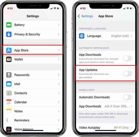 Apague las actualizaciones automáticas