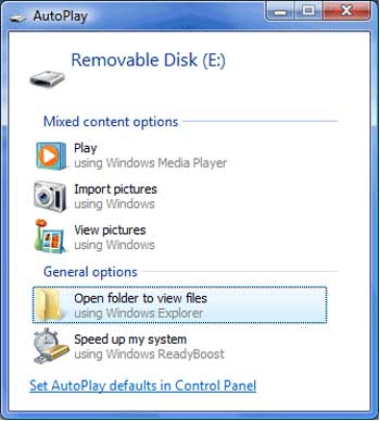 Transfiera imágenes desde un teléfono que no se enciende a través de AutOplay