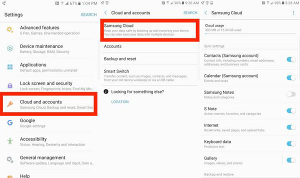 Recuperar fotos después de reinicio de fábrica Samsung de Samsung Cloud