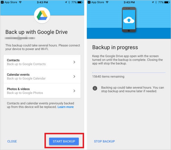 Transfiera archivos de iPhone a POCO con Google Drive