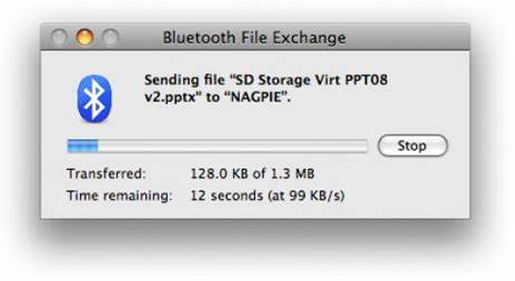 Transferencia de archivo de Mac a Android a través de Bluetooth Exchange