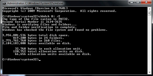 Recuperar imágenes de una tarjeta SD corrupta ejecutando Chkdsk