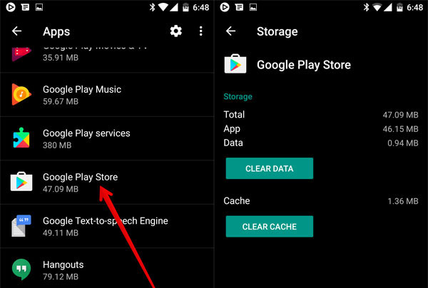 Eliminar los cachés de Google Play