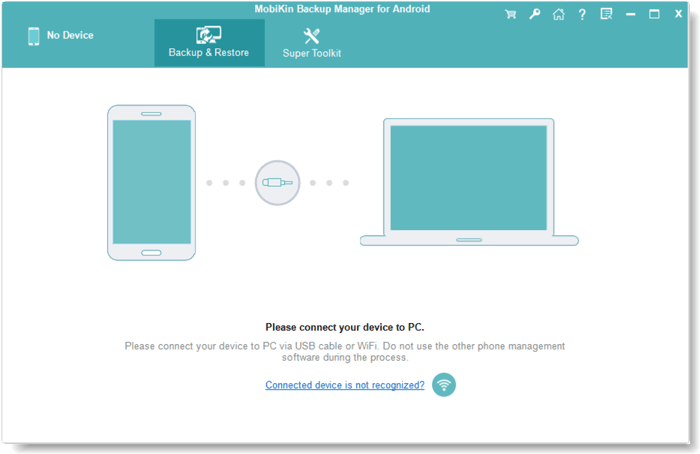 Iniciar copia de seguridad de Mobikin Android y restaurar en la computadora