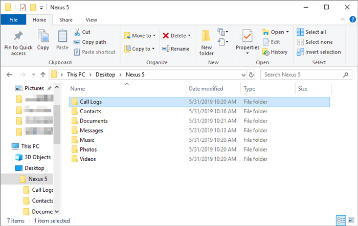 Elija una carpeta local para guardar los archivos