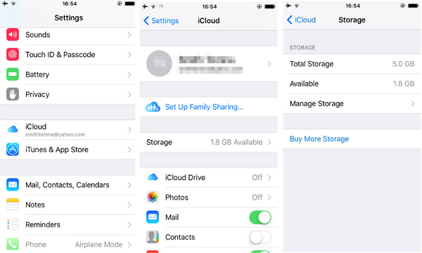 entrar en el almacenamiento de iCloud