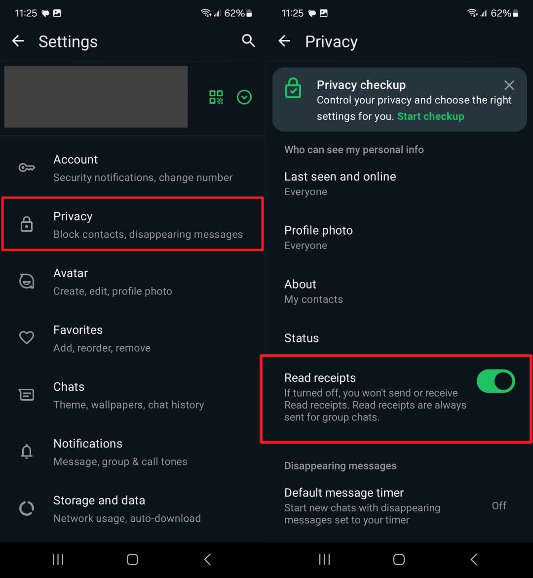 Apague Androd Whatsapp Blue Tick