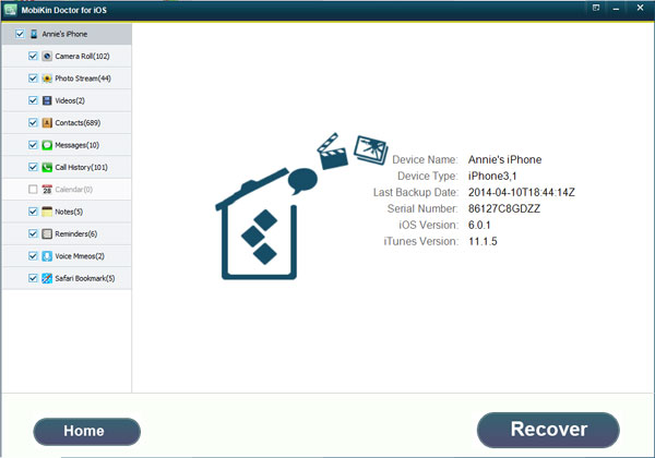 escanear y mostrar archivos de iPhone