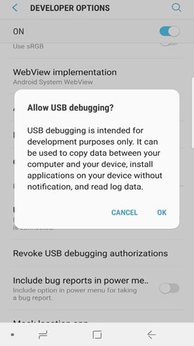 Active la depuración USB en Android