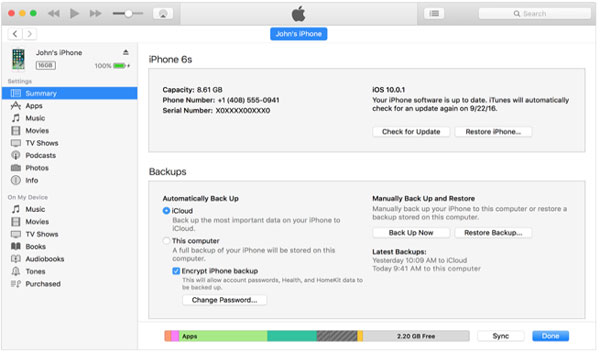 Copia de seguridad de iPhone con iTunes
