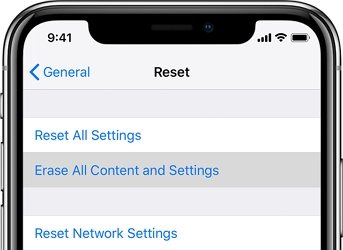 Restablecer el iPhone de fábrica para arreglar incapaz Sig fuera de Apple ID