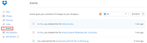 Iniciar sesión en Dropbox para la recuperación de documentos