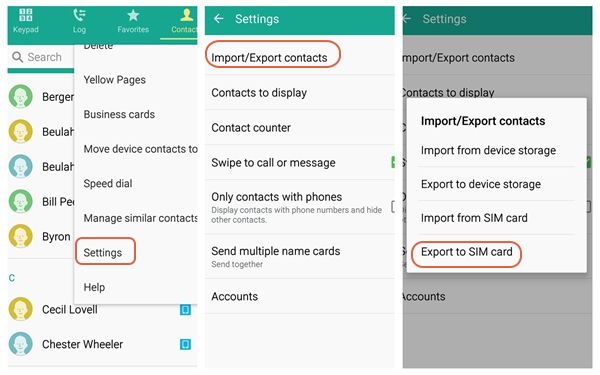 Mueva los contactos de Xperia a la tarjeta SIM