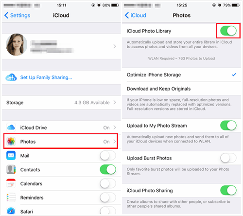 Encienda la biblioteca de fotos de iCloud en iPad
