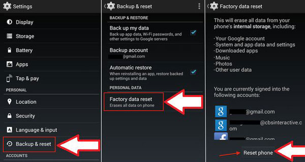 Restablecer el teléfono Android de fábrica desde el menú Configuración
