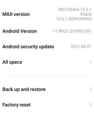 Cómo restablecer la fábrica Xiaomi desde la configuración