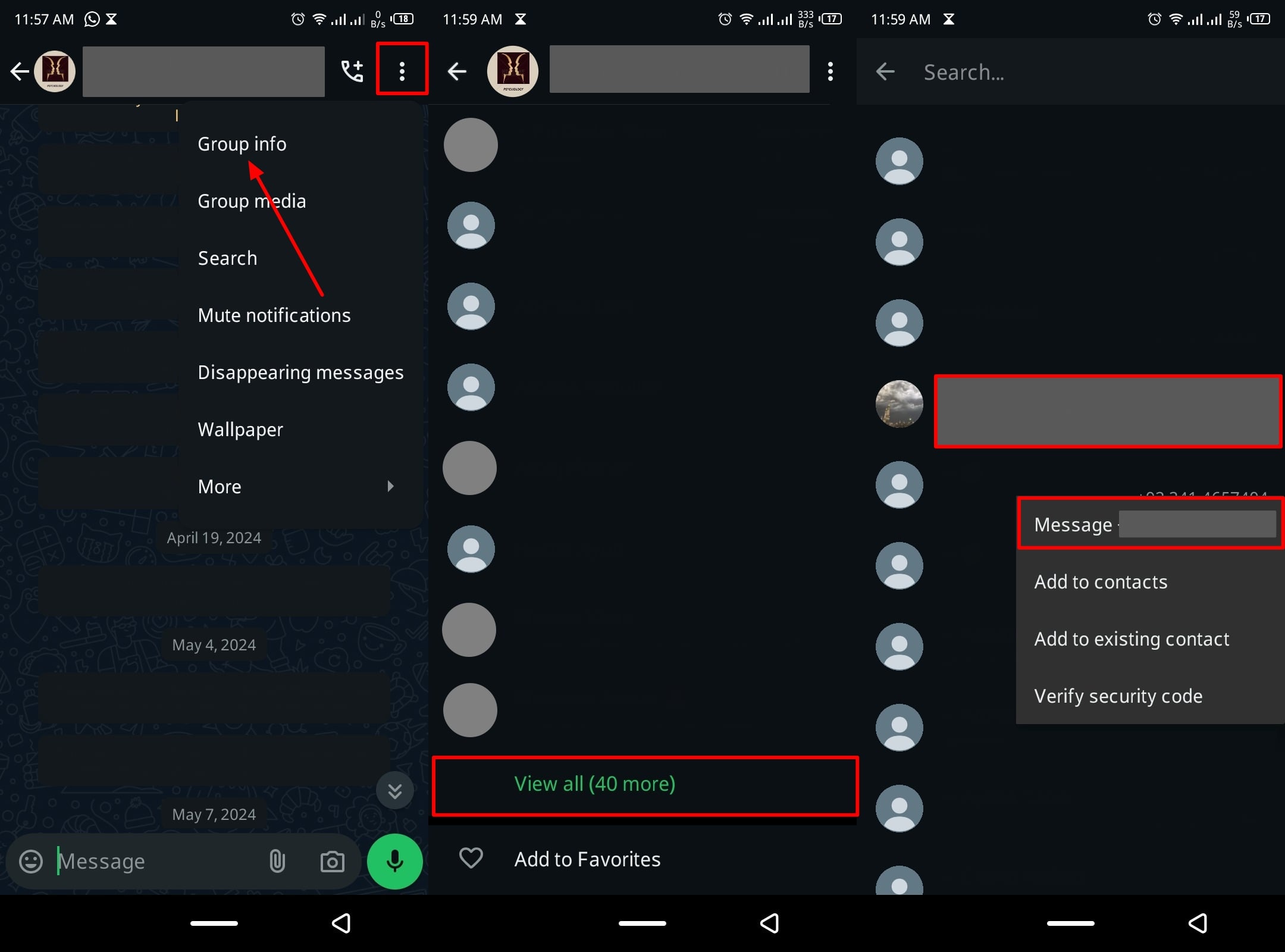Chat Contacto desconocido desde el grupo