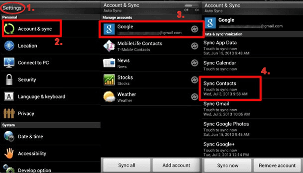 sincronizar contactos de Sony a Google
