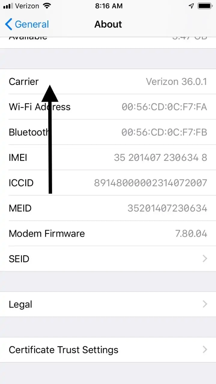 Actualización del operador de iPhone