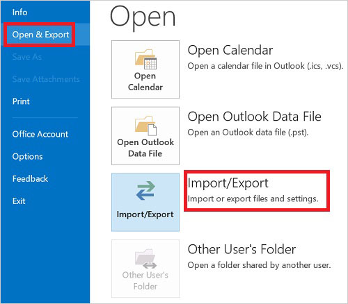 Abra VCF con Outlook