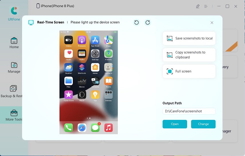 pantalla de iPhone en la computadora