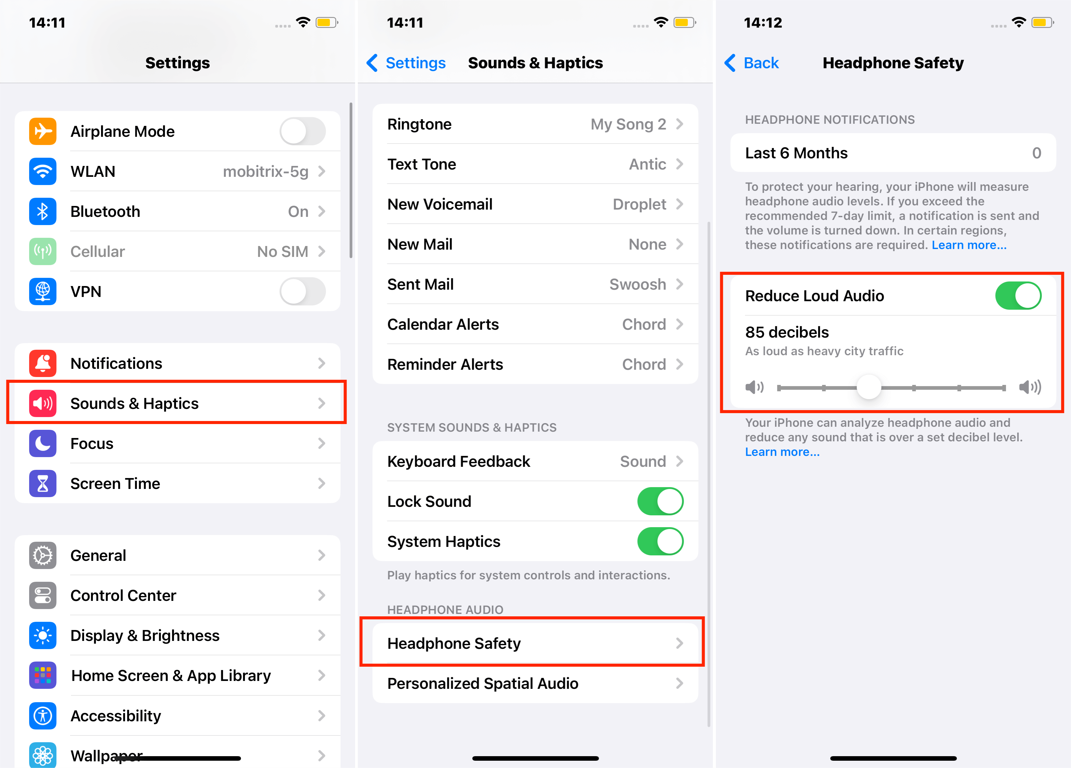 Reducir el audio fuerte en la configuración de iPhone