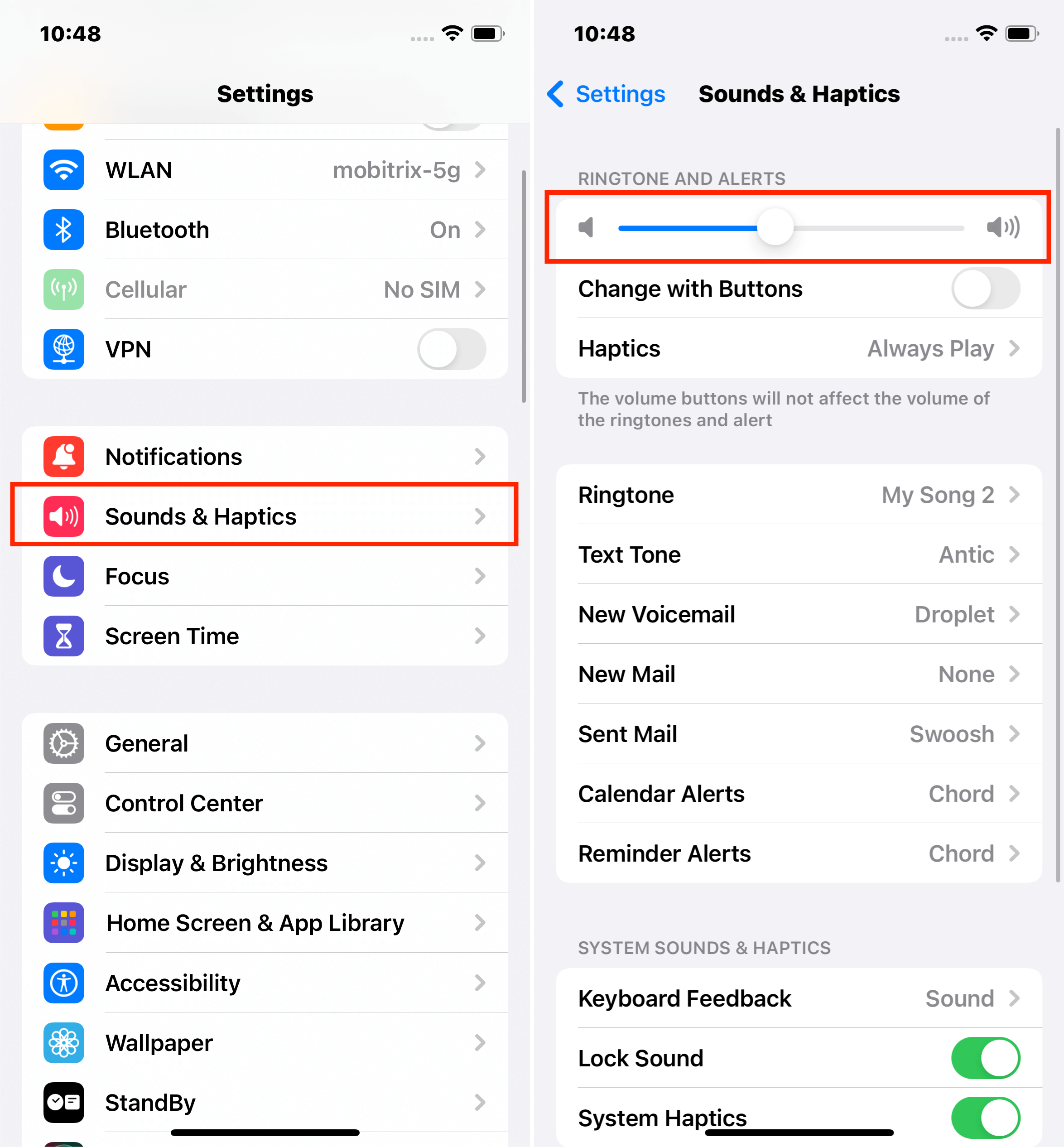 Iphone settings sounds haptics ringtone and alerts volume.png