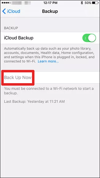Realización de copias de seguridad de iPad a iCloud