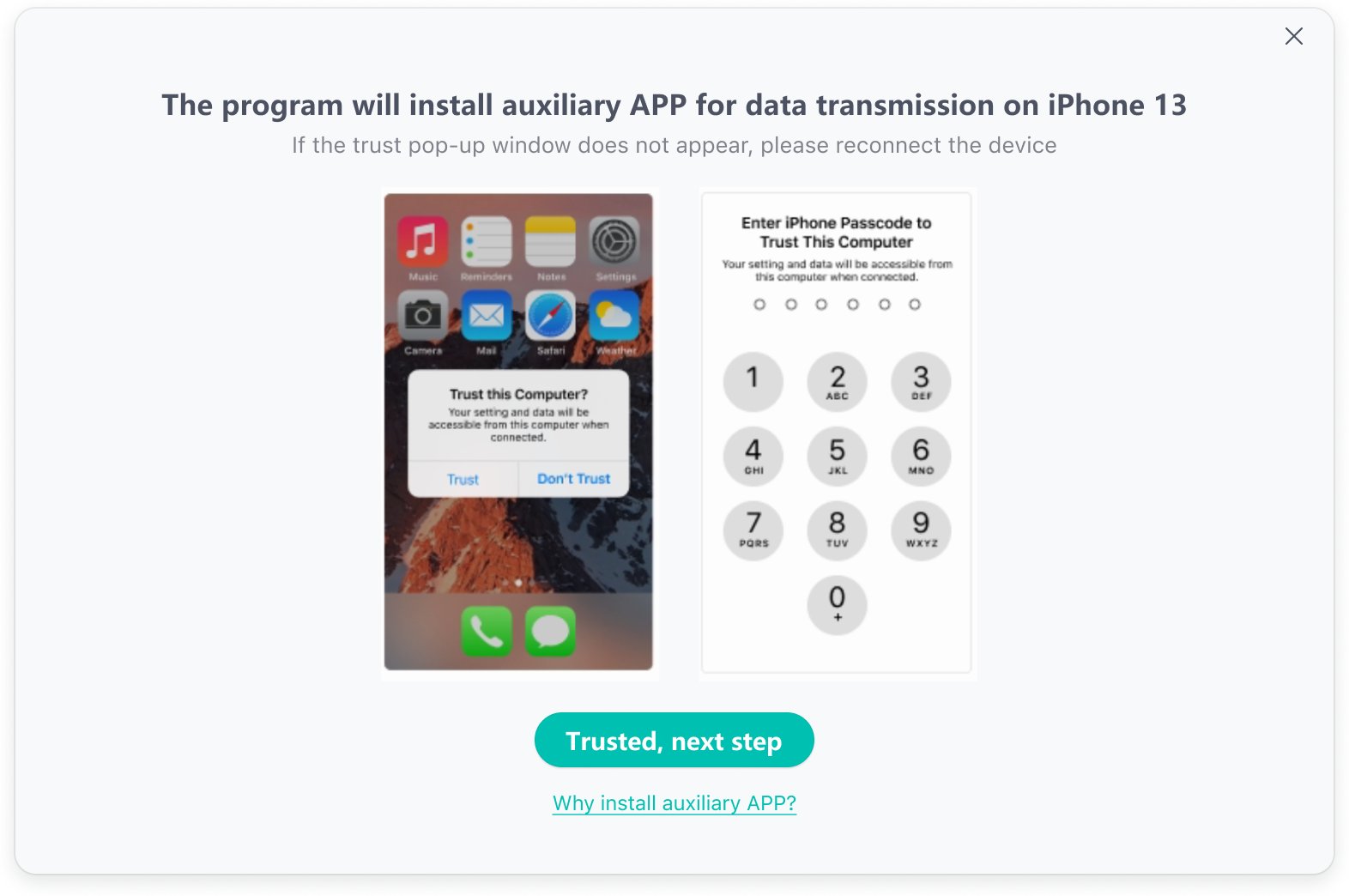 autorizar a transferir datos de Android al iPhone