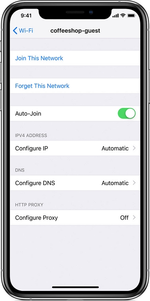 Olvídese y vuelva a conectar a la red Wi-Fi