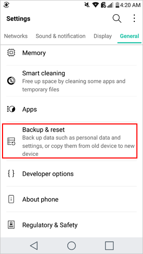 LG Cloud Copia de copia de seguridad y restauración