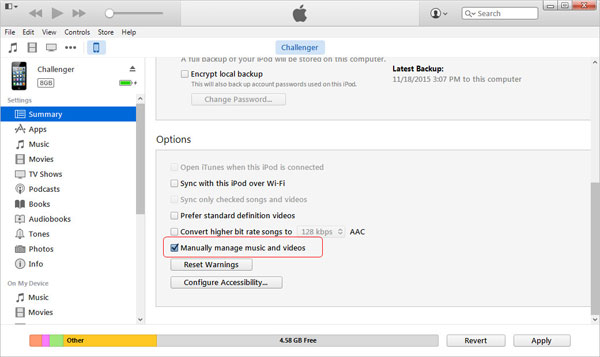 ¿Cómo elimino las canciones de mi iPod pero las mantengo en iTunes?