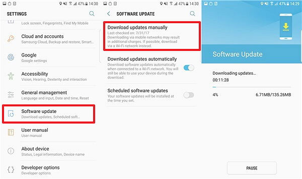 Actualizar el sistema operativo Android para solucionar mis mensajes de texto desapareció