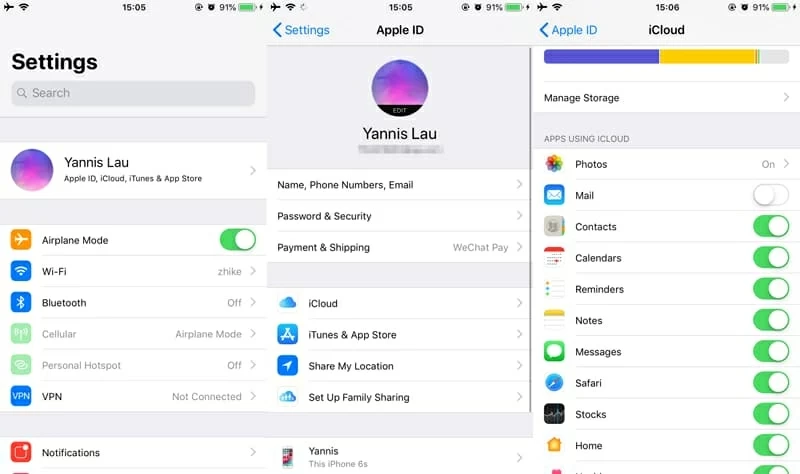 Mensajes de sincronización de iPhone a iPhone