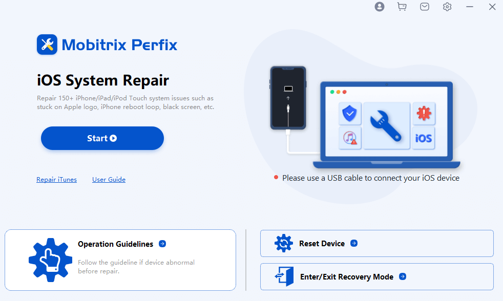 Interfaz de funciones principales de Mobitrix Perfix