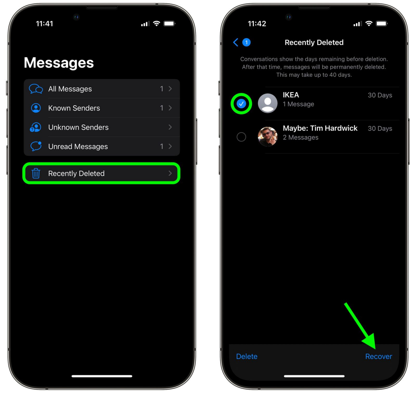borrar la carpeta eliminada recientemente en iPhone