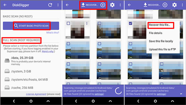 ¿Cómo recupero los datos de mi tarjeta Samsung SD a través de diskdigger?