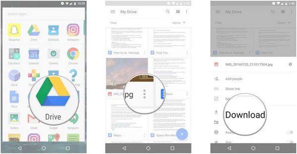 Obtenga fotos del teléfono Android que no se encienda con Google Drive