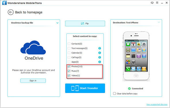 Transferir archivos entre OneDrive a iPhone
