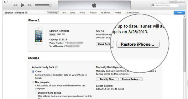 Cómo restaurar videos eliminados en iPhone desde iTunes Backup