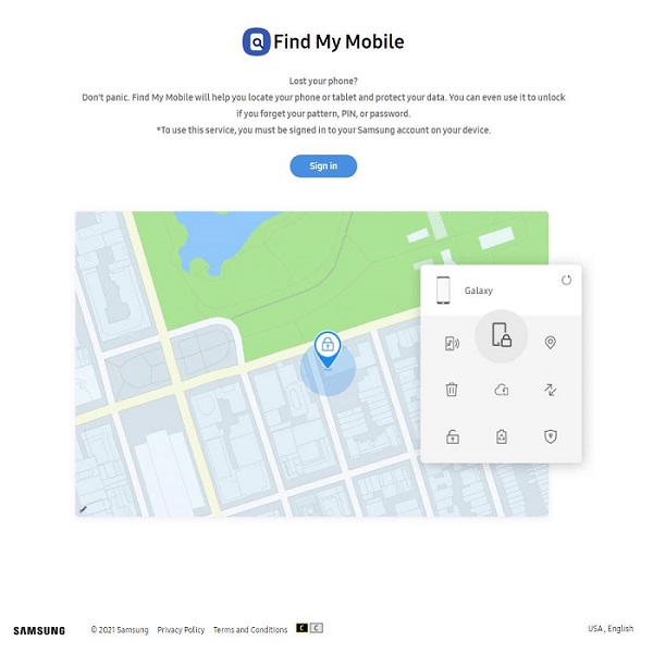 Retire el bloqueo de patrones en Samsung a través de Find My Mobile