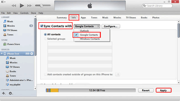 Cómo obtener contactos de iPhone a Android usando iTunes