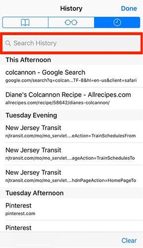 Buscar Safari History iPhone