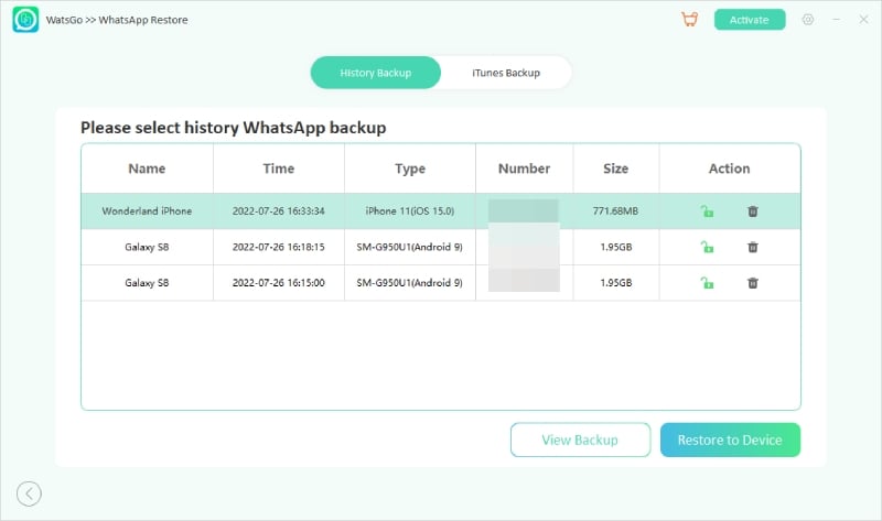 Guía Watsgo - Revise el historial de copia de seguridad de WhatsApp