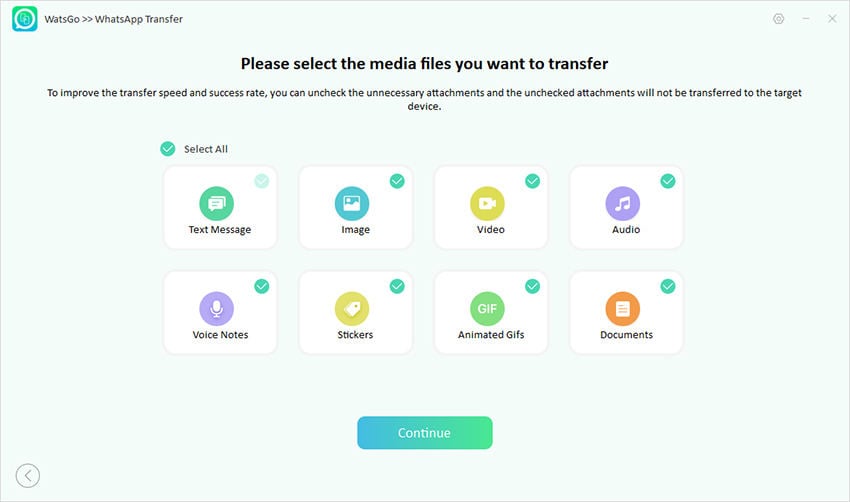 Watsgo - Seleccione WhatsApp Transfer